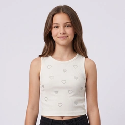 Regata Juvenil Menina Strass Coração Minty