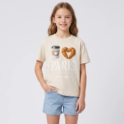Camiseta T-Shirt Juvenil Feminina Estampada Paris Minty