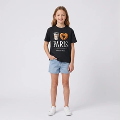 Camiseta T-Shirt Juvenil Feminina Estampada Paris Minty