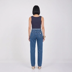 Calça Jeans Feminina Reta Com Faixa Max Denim