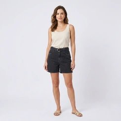Short Feminino Jeans Com Cinto Max Denim