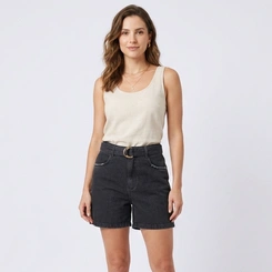 Short Feminino Jeans Com Cinto Max Denim