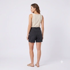 Short Feminino Jeans Com Cinto Max Denim