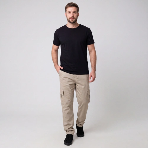 Calça Masculina Cargo Em Sarja Via Lance