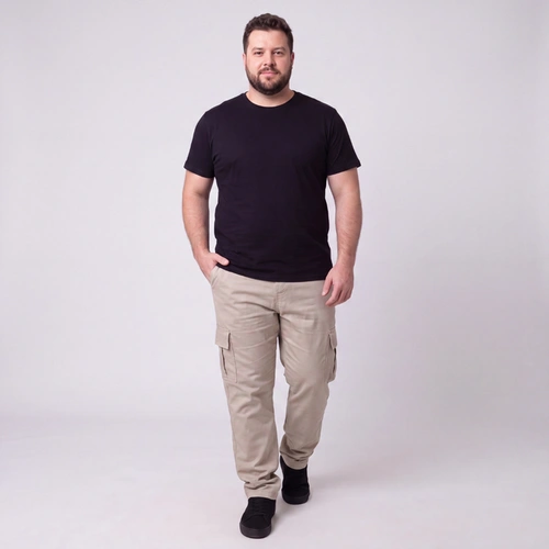 Calça Masculina Cargo Em Sarja Plus Size Via Lance