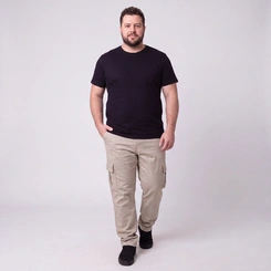 Calça Masculina Cargo Em Sarja Plus Size Via Lance