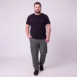Calça Masculina Cargo Em Sarja Plus Size Via Lance
