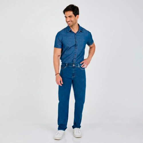 Calça Jeans Masculina Reta Stone Tradicional Max Denim