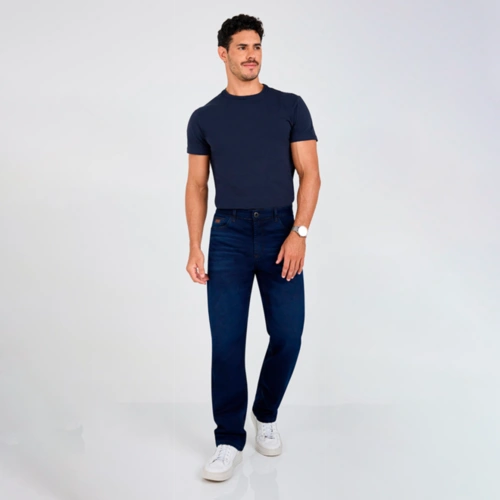 Calça Jeans Masculina Reta Tradicional Escura Max Denim