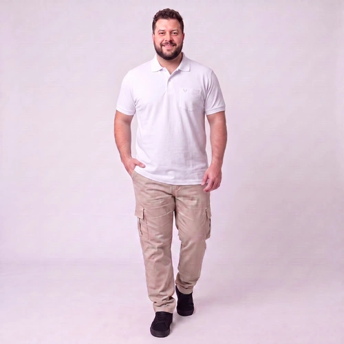 Camisa Polo Masculina Piquet Plus Size Manga Curta Mac Giant