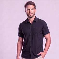 Camisa Masculina Social Manga Curta Com Bolso Mac Giant