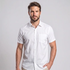 Camisa Masculina Social Manga Curta Com Bolso Mac Giant