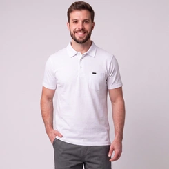 Camisa Polo Masculina Manga Curta Com Bolso Básica Mac Giant