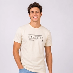 Camiseta Masculina Com Estampa Localizada Dupla Gangster