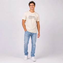 Camiseta Masculina Com Estampa Localizada Dupla Gangster