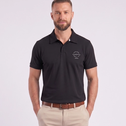 Camisa Polo Masculina Manga Curta Texturizada Gangster