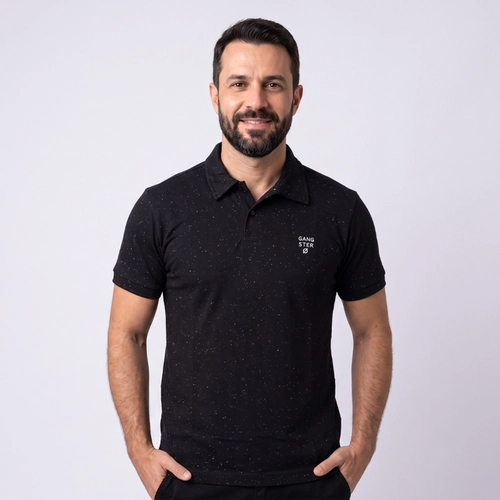 Camisa Polo Masculina Manga Curta Lisa Gangster