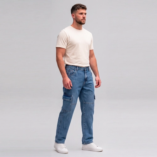 Calça Jeans Masculina Cargo Kult
