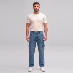 Calça Jeans Masculina Cargo Kult