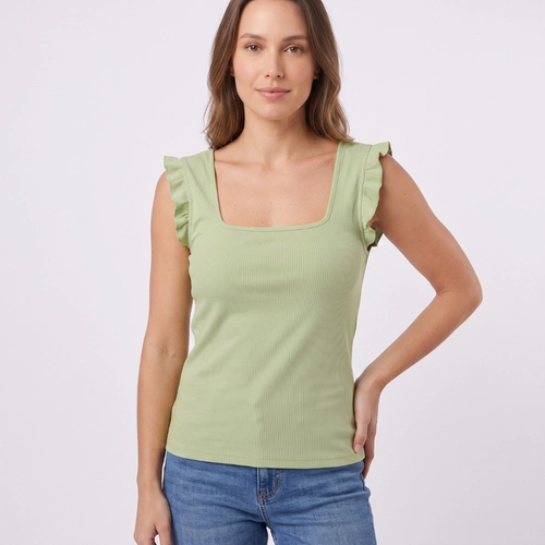 Blusa Feminina Canelada com Babados Lecimar
