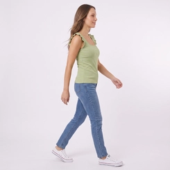 Blusa Feminina Canelada com Babados Lecimar