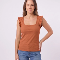 Blusa Feminina Canelada com Babados Lecimar