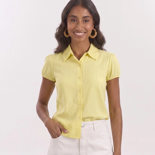 Camisa Feminina em Viscose Manga Curta Lecimar