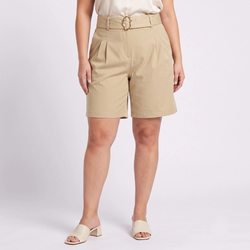 Short Feminino Plus Size Com Cinto Lecimar