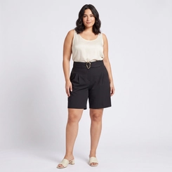 Short Feminino Plus Size Com Cinto Lecimar