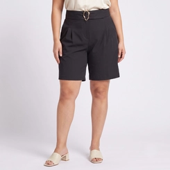 Short Feminino Plus Size Com Cinto Lecimar