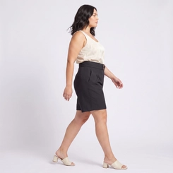 Short Feminino Plus Size Com Cinto Lecimar