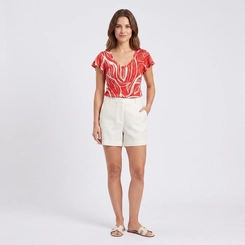 Blusa Feminina Estampada Com Decote V Lecimar