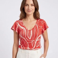 Blusa Feminina Estampada Com Decote V Lecimar
