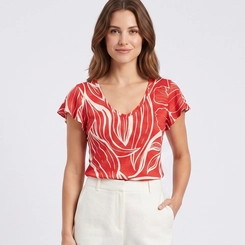 Blusa Feminina Estampada Com Decote V Lecimar