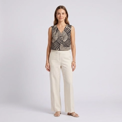 Blusa Feminina Estampada Sem Mangas com Decote V Lecimar