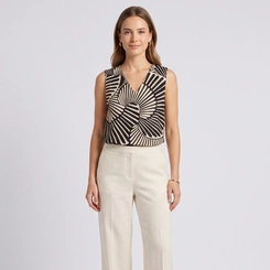 Blusa Feminina Estampada Sem Mangas com Decote V Lecimar