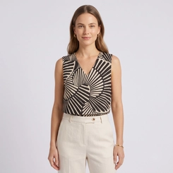 Blusa Feminina Estampada Sem Mangas com Decote V Lecimar