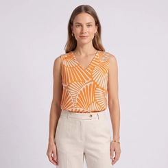 Blusa Feminina Estampada Sem Mangas com Decote V Lecimar