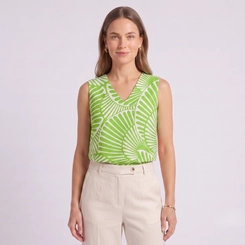 Blusa Feminina Estampada Sem Mangas com Decote V Lecimar