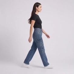 Calça Jeans Feminina Wide Leg Cargo Kult