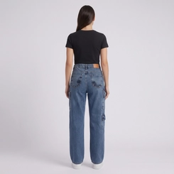 Calça Jeans Feminina Wide Leg Cargo Kult