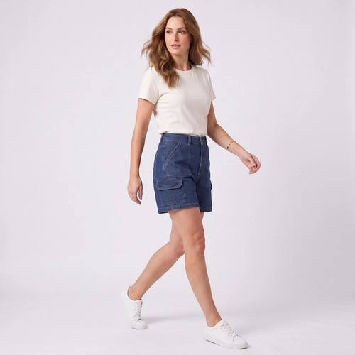 Short Jeans Feminino Cargo Kult