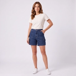 Short Jeans Feminino Cargo Kult
