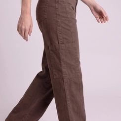 Calça Jeans Feminina Wide Leg Marrom Com Recortes Kult