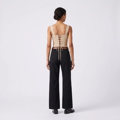 Calça Jeans Feminina Wide Leg Com Cinto Kult