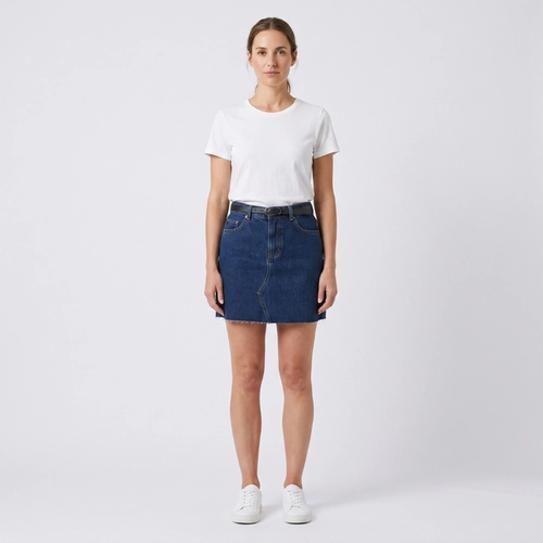 Mini Saia Jeans Feminina Com Cinto Kult