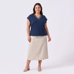 Blusa Feminina Plus Size Com Decote V Secret