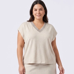 Blusa Feminina Plus Size Com Decote V Secret