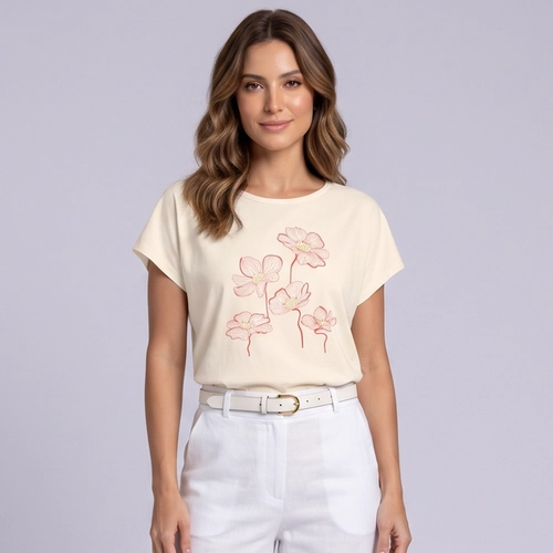 Blusa Feminina Com Estampa Central Delicada Rovitex