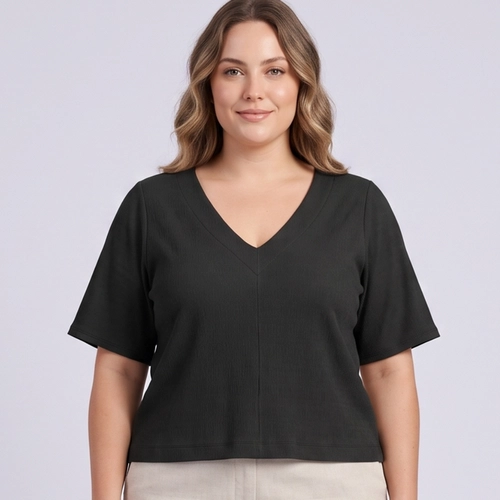 Blusa Feminina Lisa Com Decote V Rovitex